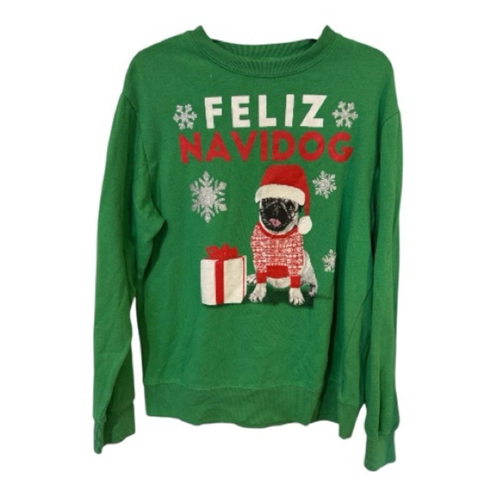 MAD Engine Green Feliz Navidog Crewneck Sweater - Picture 2 of 4